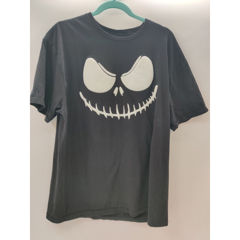 Gildan Softstyle Jack Skellington Puffy Face Graphic T-Shirt Black XL
